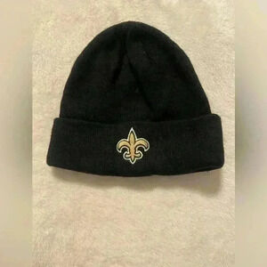 New Orleans Saints NFL black knit hat beanie. OSFA. EUC